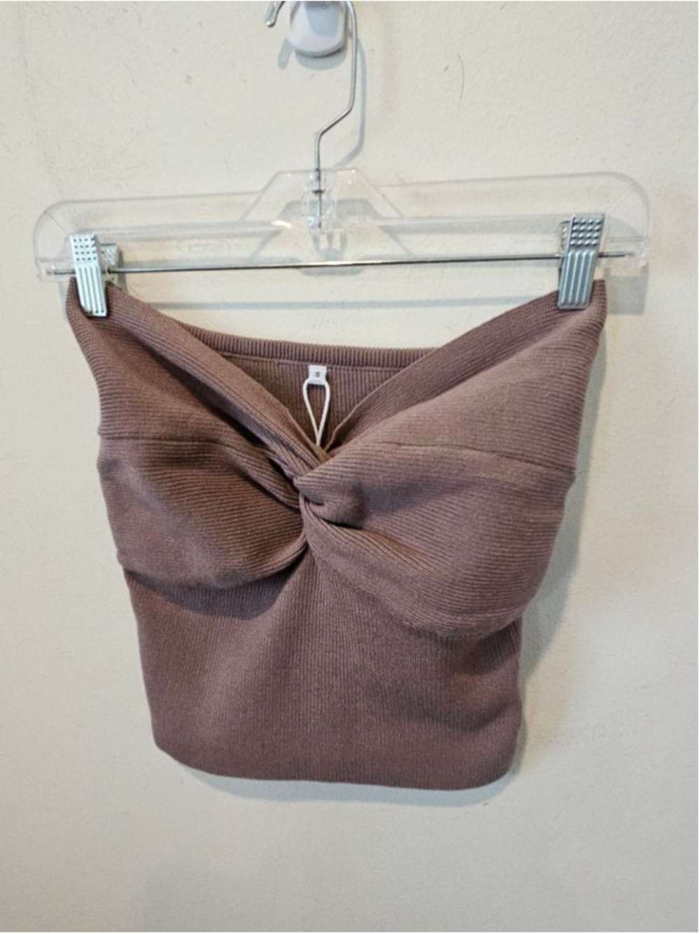 Women's ANRABESS NWT Brown Ribbed Knit Bandeau Tube Top S - Picture 5 of 12